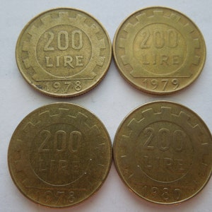 Italy Coins, 200 Lire, Standard Issue and Commemoratives,  Several Years Available, Sell By The Piece