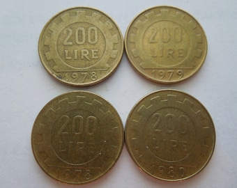 ヴィンテージ イタリア 1980 リラ。200 リラ硬貨。イタリア共和国