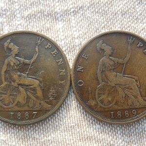 Queen Victoria Penny, 1887 to 1900, British Large Bronze Penny - Sell By The Piece