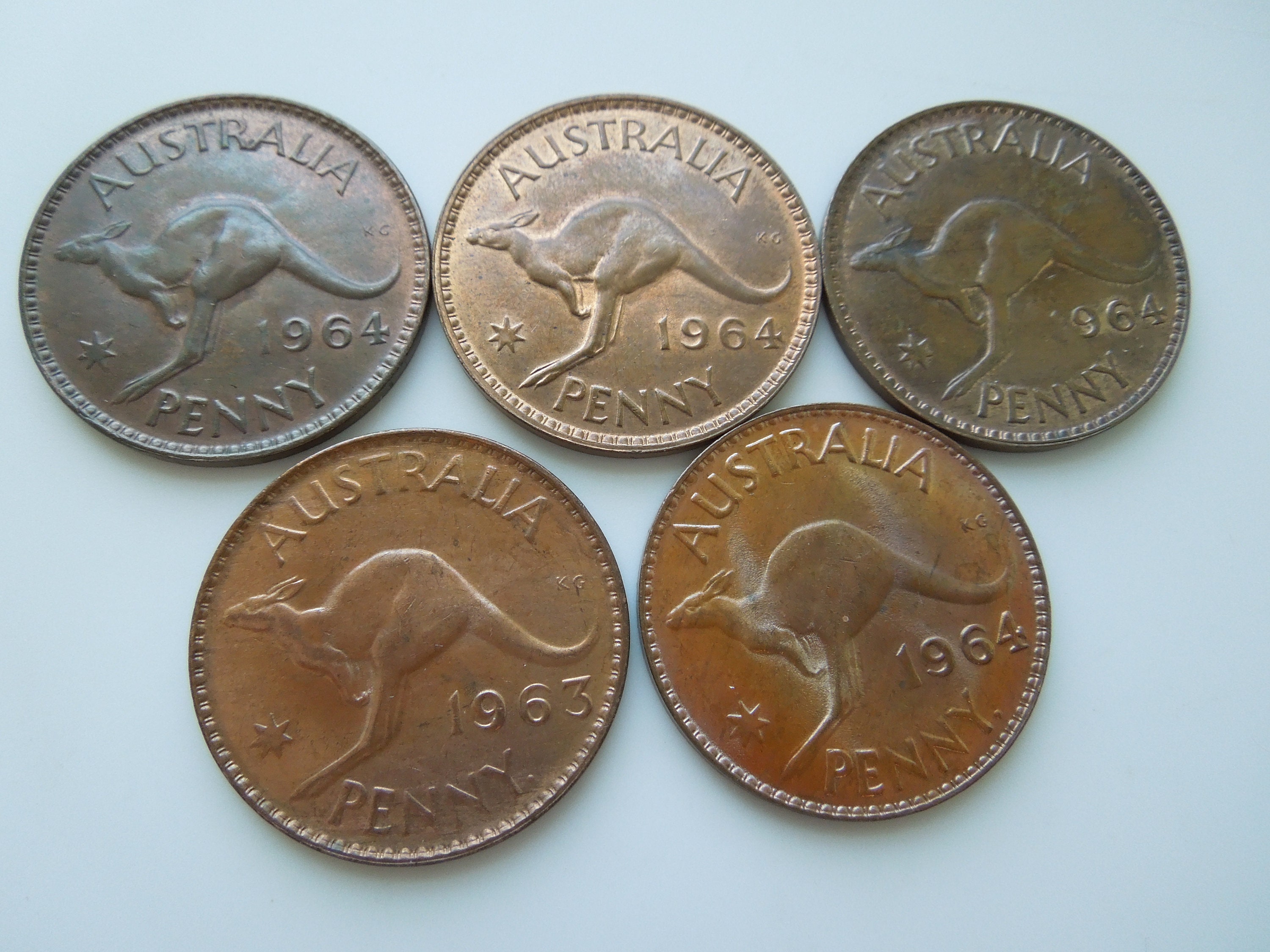 オーストラリア硬貨、大型ペニー、カンガルー、1964年、エリザベス2世