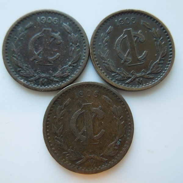 Mexico 1 Centavo Coins, 1906 to 1948.  Several Years Available - Sell By The Piece