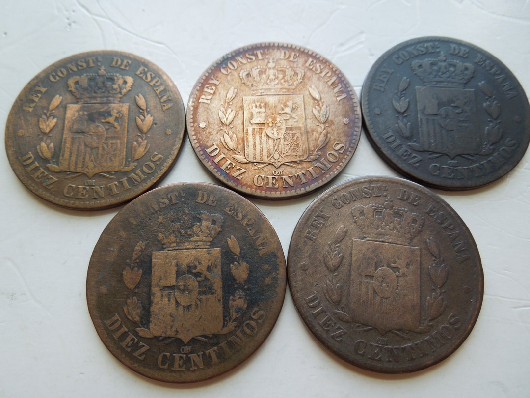 1800s Coins, Spain, 1878 to 1879, 10 Centimos, King Alfonso 12th - Sell ...