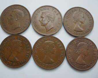 ニュージーランド硬貨、大型1ペニー、1941年～1964年、ジョージ6