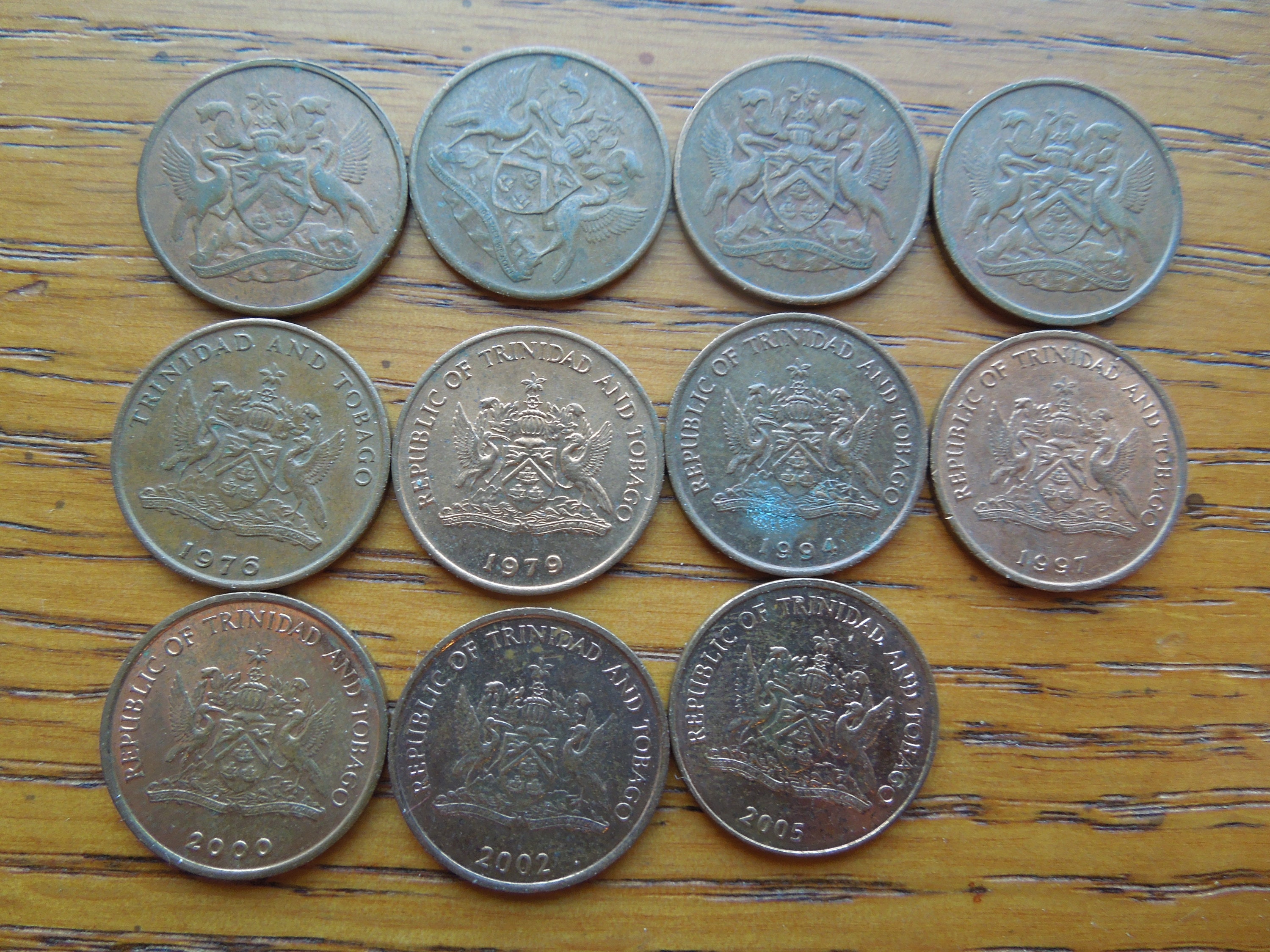 Trinidad and Tobago Coins, 1 to 25 Cents, 1973 to 2005 - Sell by