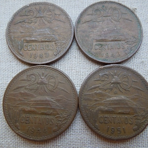 Monedas de México, 20 Centavos, 1944 a 1956, Teotihuacan, Venta por Pieza