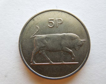 Irish 5 Pence Bull Coins, Decimal, Large and Small Sizes, Eire, Republic of Ireland - Sell Individually