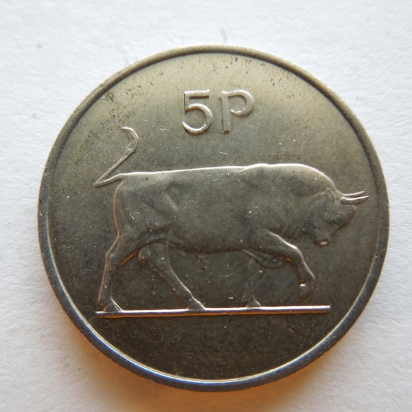 Irish 5 Pence Bull, Decimal, Large and Small Sizes, Eire Coins, Republic of Ireland Coins - Sell By The Piece