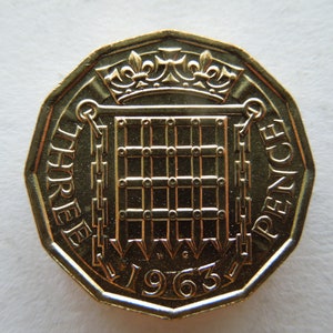 British 3 Pence, 1963 Uncirculated 12 Sided Thrupenny Bit, Queen Elizabeth 2nd, Several Years Available.  Sell By The Piece