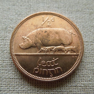 Irish Half Penny, 1967, Pigs Reverse, Uncirculated Red Coins - Sell By The Piece