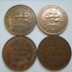 South Africa Coins, Large Penny 1938 to 1958, Sell By The Piece