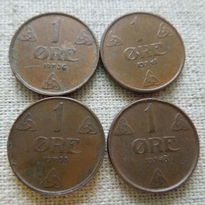 Norway Coins, 1 Ore, 1914 to 1957, Haaken 7th, Bronze Issues - Sell By The Piece