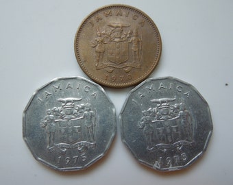Jamaica | 5 Coin Set | 1 5 10 25 Cents 1 Dollar | Crocodile | 1975