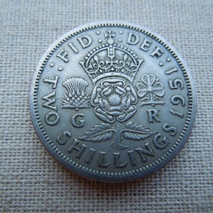 British Florin, 1951 to 1967 King George VI, Queen Elizabeth 2nd, Copper Nickel Types, Several Years Available.  Sell By The Piece