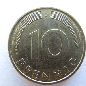 Germany 10 Pfennig Coins, 1949 to 1994.  West and Unified Germany - Sell By The Piece or in Groups