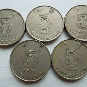Hong Kong Coins, 5 Dollars 1993 to 1998 - Sell By The Piece