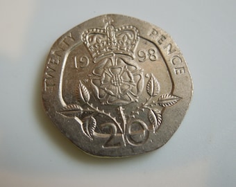 Great Britain Coins, 20 Pence Coin, Crowned Rose of England, Most Dates Available, Sell By The Piece