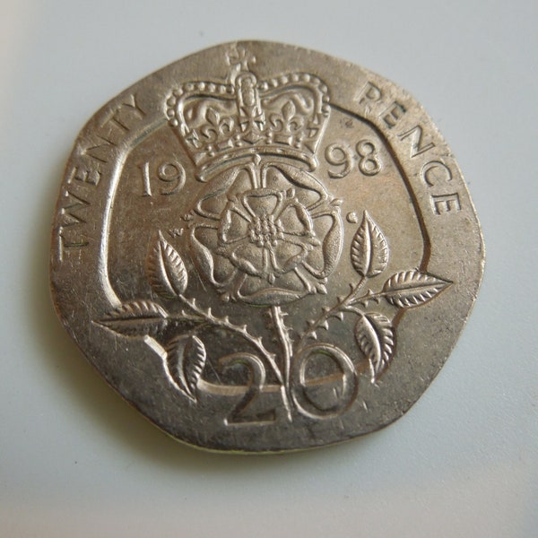 Great Britain Coins, 20 Pence Coin, Crowned Rose of England, Most Dates Available, Sell By The Piece