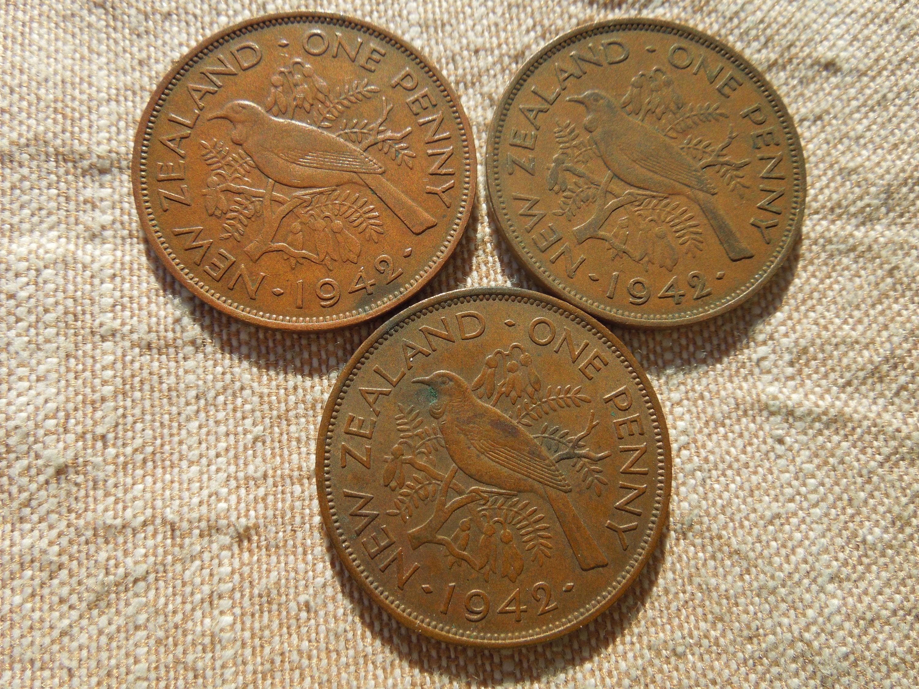 New Zealand Coins, Large Penny 1941 to 1954 George VI and