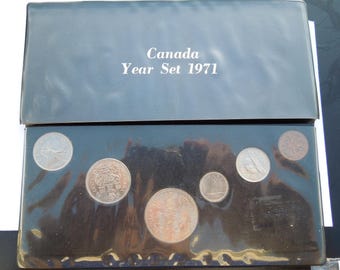 Canada Coins, 1971 British Columbia Coin Set, 6 Coins, 1 Cent to 1 Dollar.