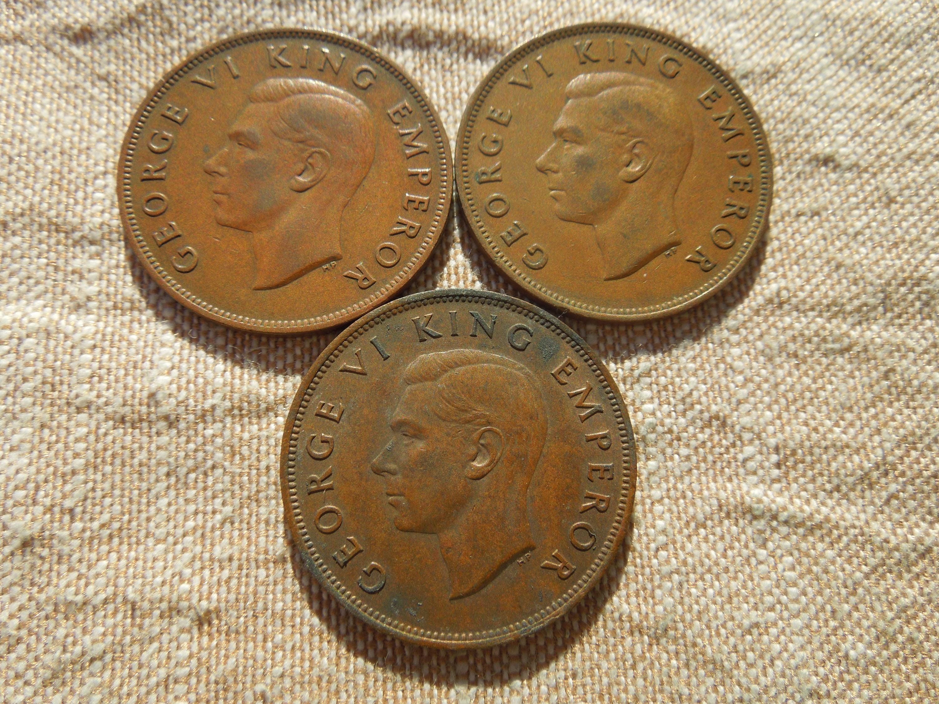 New Zealand Coins, Large Penny 1941 to 1954 George VI and