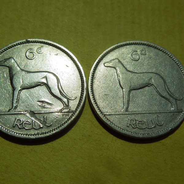 Irish Free State Coins, Six Pence, Irish Wolfhound, 1928 to 1935 - Sell By The Piece