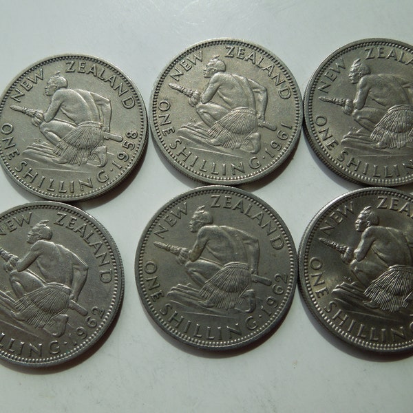 New Zealand Coins, Shilling to Half Crown, 1936 to 1965, Pre-Decimal, Several Years,  Sell By the Piece