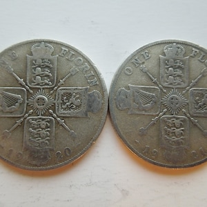 British Silver Florins, 1920 to 1926, King George 5th, Sell By The Piece