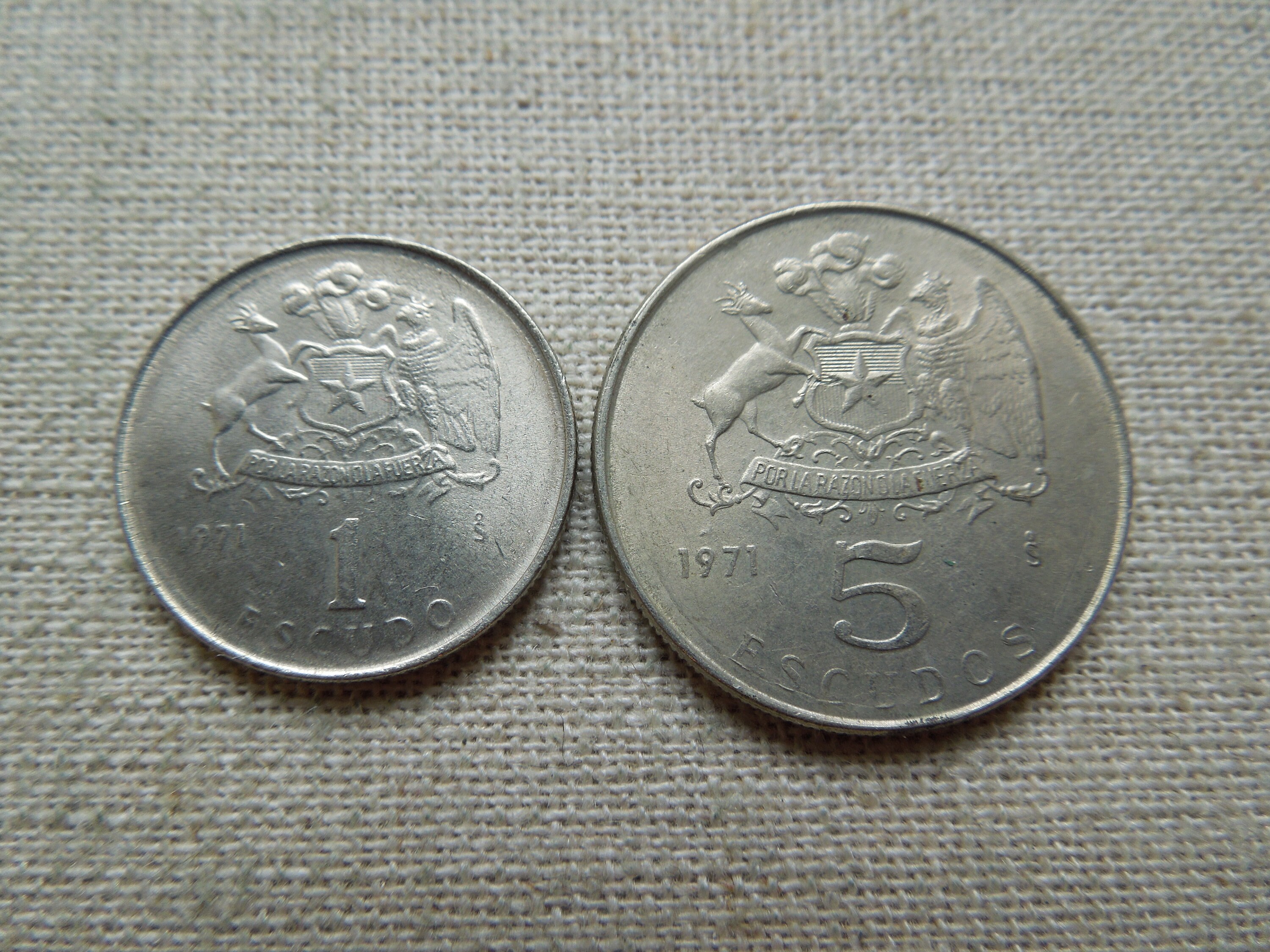 Chile Coins, 5 Centesimo to 10 Escudos, 1948 to 1974, Sell by the