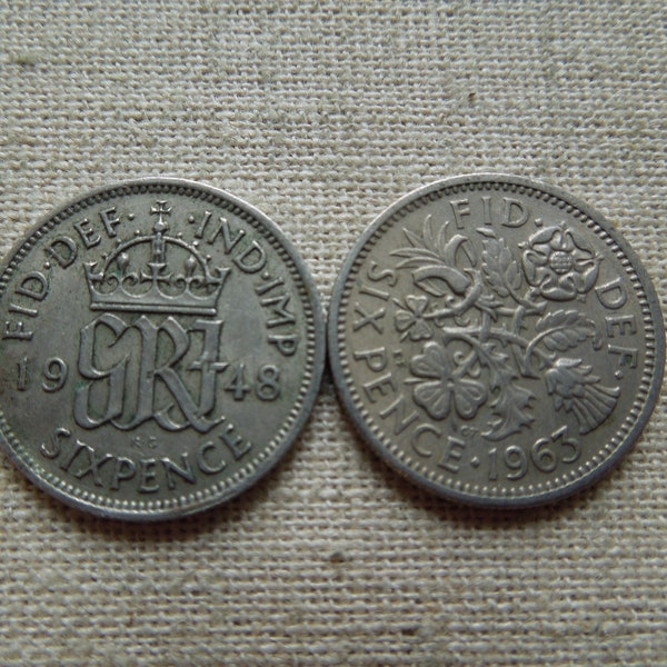 British Wedding Six Pence, Pick Your Year, 1947 to 1966 - Circulated Grade - Sell By The Piece