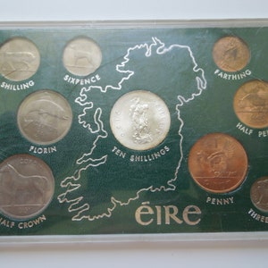 Ireland Coins 1966 Pre Decimal Set Of 9 Coins, Farthing to Silver 10 Shillings - Barnyard Set