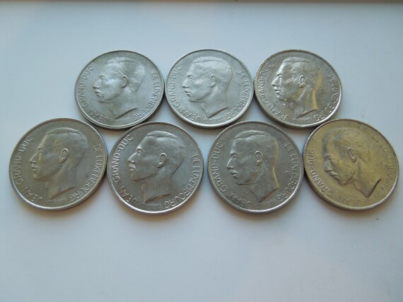 Luxembourg Coins, 5 Francs to 50 Francs, 1971 to 1990. Jean. Sell