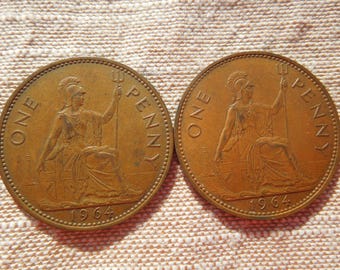 Queen Elizabeth 2nd, 1 Penny Coins, 1964 to 1966, Sell By The Piece