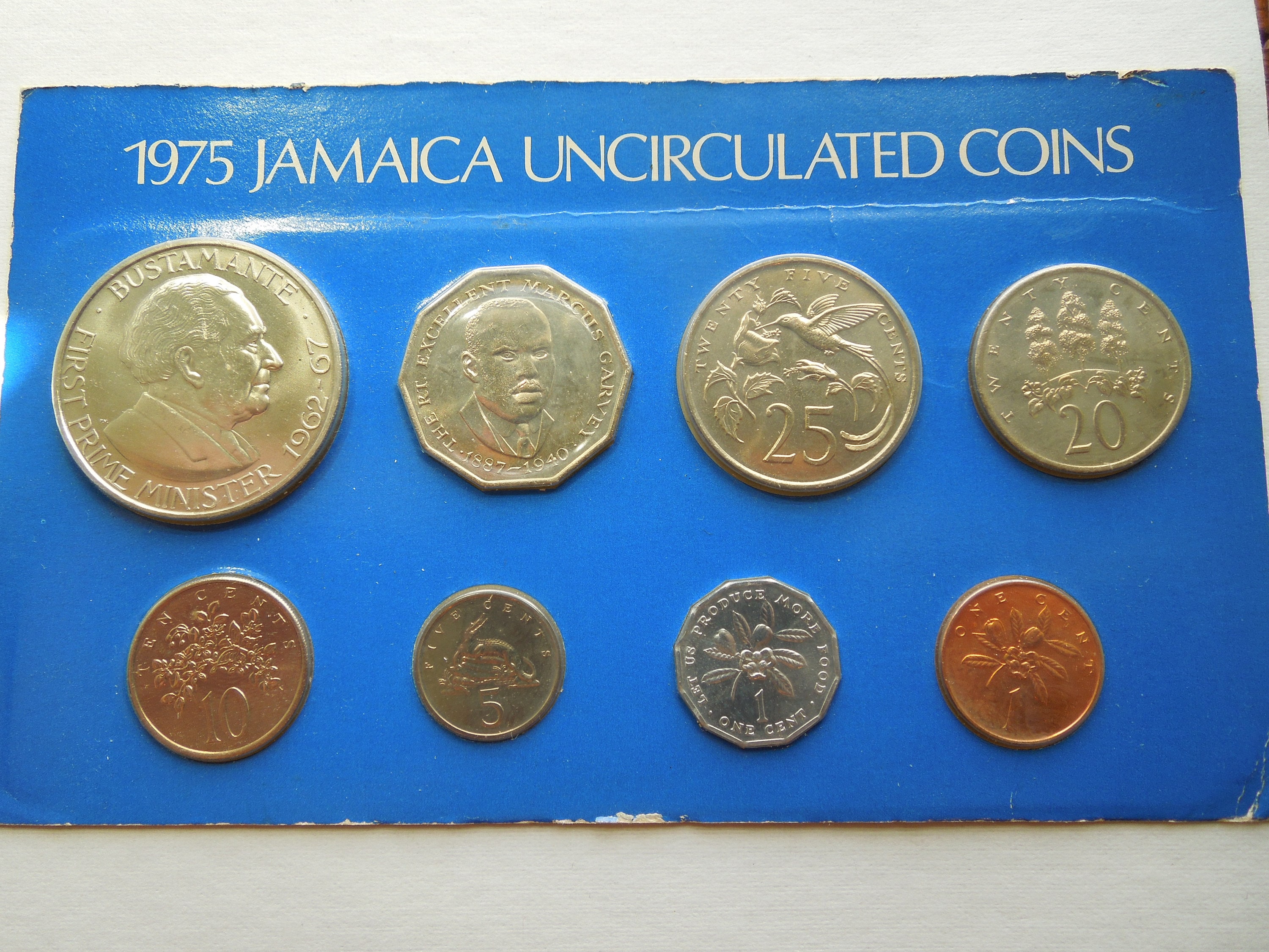 Jamaica 1975 Uncirculated Coins Set, 1 Cent to 1 Dollar, in