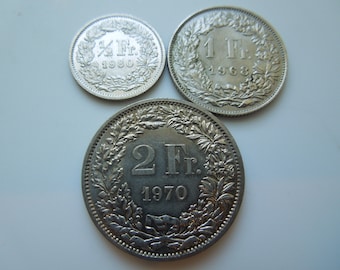 Switzerland Coins, Half Franc to 1 Franc, 1968 to 1992 - Sell By The Piece