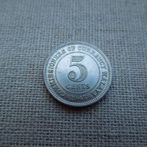 Malaya Coins, 5 Cents, 1945, Silver Issues.  Last One