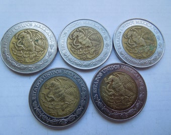 メキシコ硬貨、1ヌエボペソ～10ペソ、1993年～2005年、バイメタル、枚