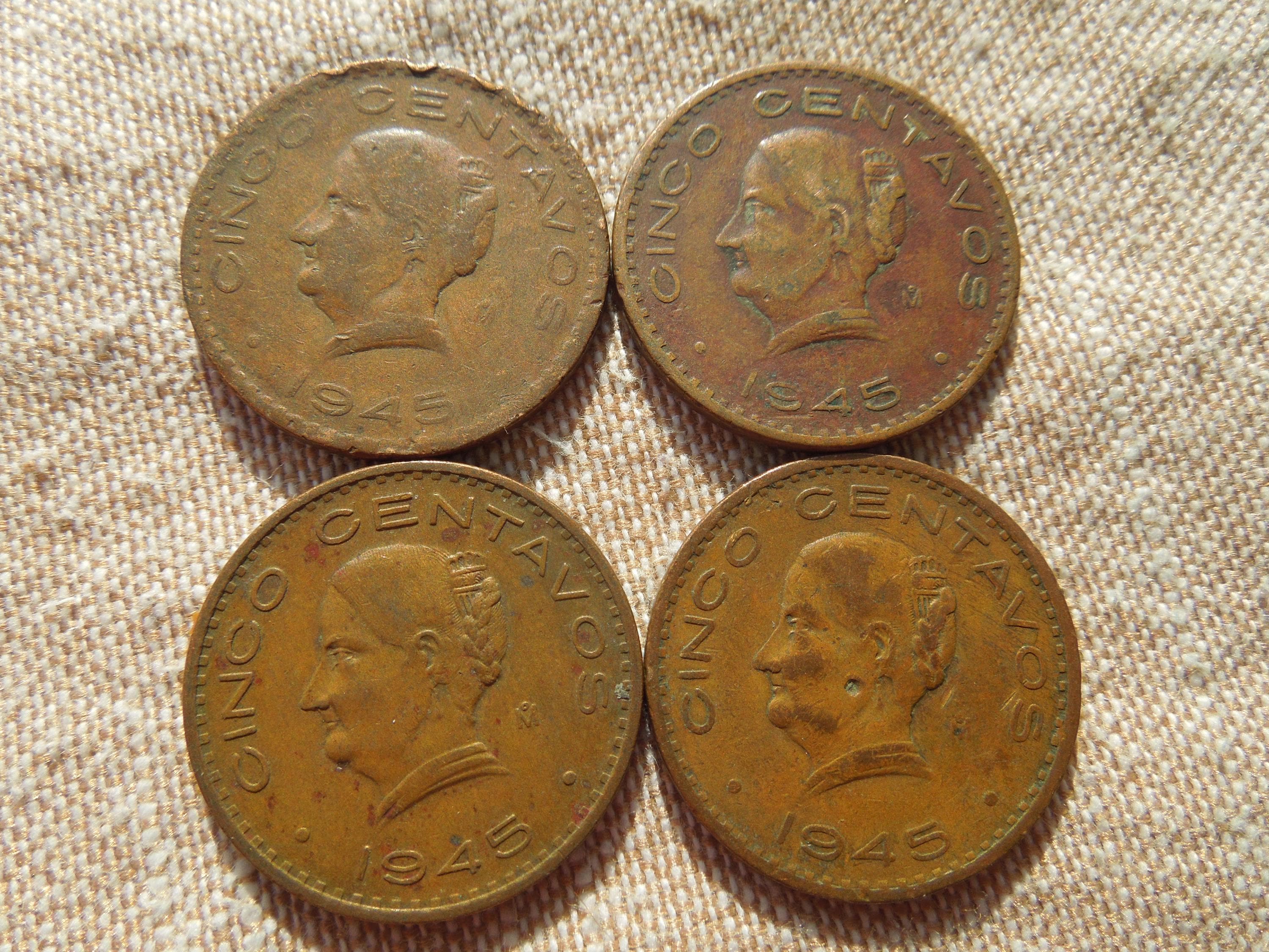 1945年メキシコ 5センタボス  Mexico Coins, 5 Centavos, 1945 to 1954, Large Size, Sell by the
