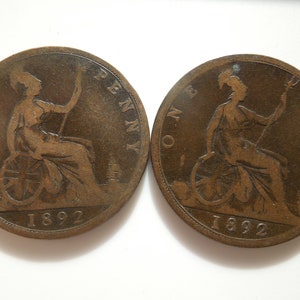 Queen Victoria Penny, 1892 to 1896, British Large Bronze Penny - Sell By The Piece
