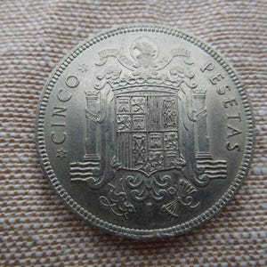 Spain Coins, 5 Peseta 1949 to 1998, Franco, Juan Carlos I.  Sell By The Piece