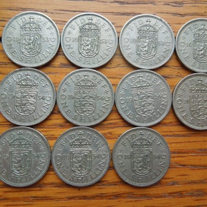 Queen Elizabeth 2nd British Shilling, 1953 to 1966, Scottish and English Versions.  Sell By The Piece or in Groups