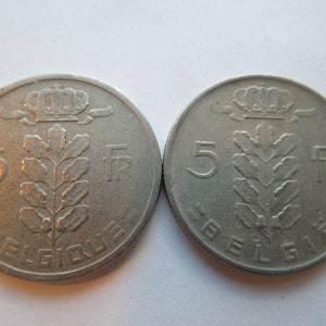 Belgium Coins, 5 Frank Franc, 1948 to 1996 - Sell By The Piece Or In Groups