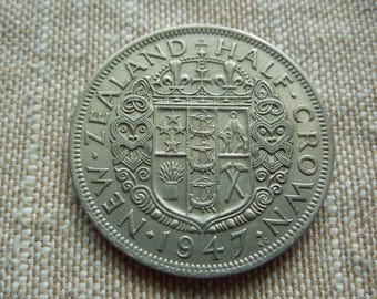 New Zealand Coins, Half Crown, 1947, Pre-Decimal, Last One.
