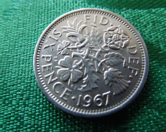 1967 Sixpence Coin From Great Britain Good Luck Charm, Wedding Sixpence, Birth Year Six Pence, 6d - Priced Per Coin