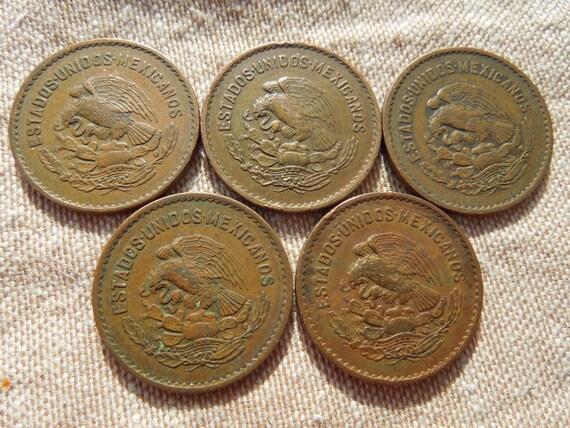 Mexico Coins, 5 Centavos, 1945 to 1954, Large Size, Sell by the