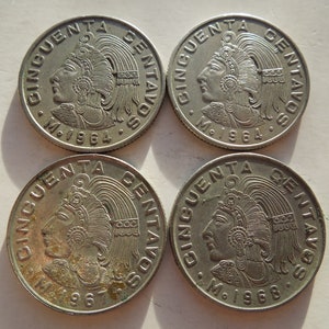 Mexico 50 Centavo Coins,  1967 to 1980 - Sell By The Piece