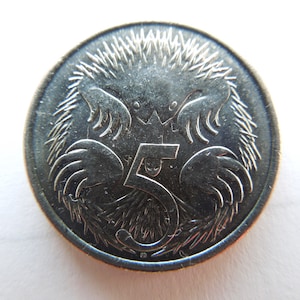 Australia Coins, 5 Cents, Echidna Design, 1969 to 2005, Sell By The Piece
