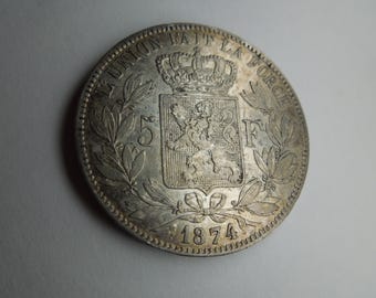 1873年 ベルギー レオポルド2世 大型5フラン銀貨 - Etsy 日本