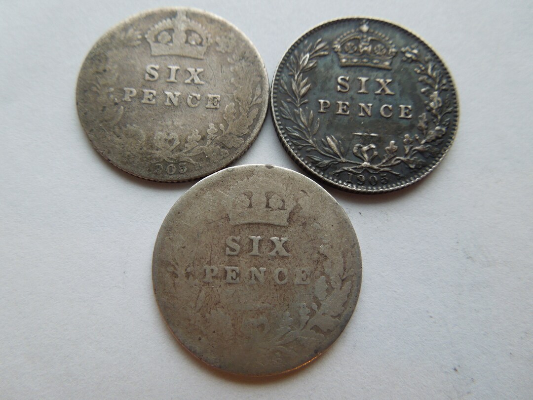 British Sixpence, 1905 to 1907, Silver, Edward 7th - Sell by the Piece ...