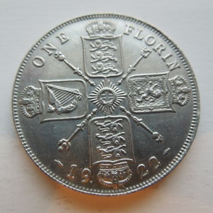 British Silver Florin, 1922, High Grade, King George 5th, Sell By The Piece
