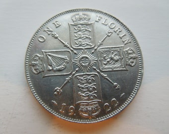 British Silver Florin, 1922, High Grade, King George 5th, Sell By The Piece